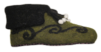 Handmade House Slippers - Green Felt Slippers