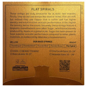 Aquila Flat Spirals – Flatwound Bass Ukulele Strings for UBass – Copper & Sugar Core – 4 String Set – 18-21″ Scale – 200U 2
