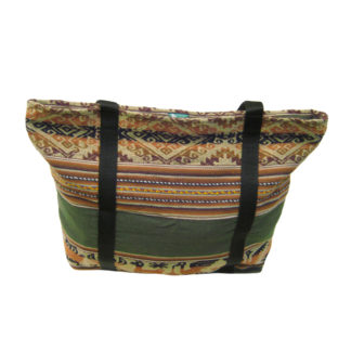 AGUAYO FABRIC HANDMADE GREEN SHOULDER BAG LARGE SHOPPING BAG 20