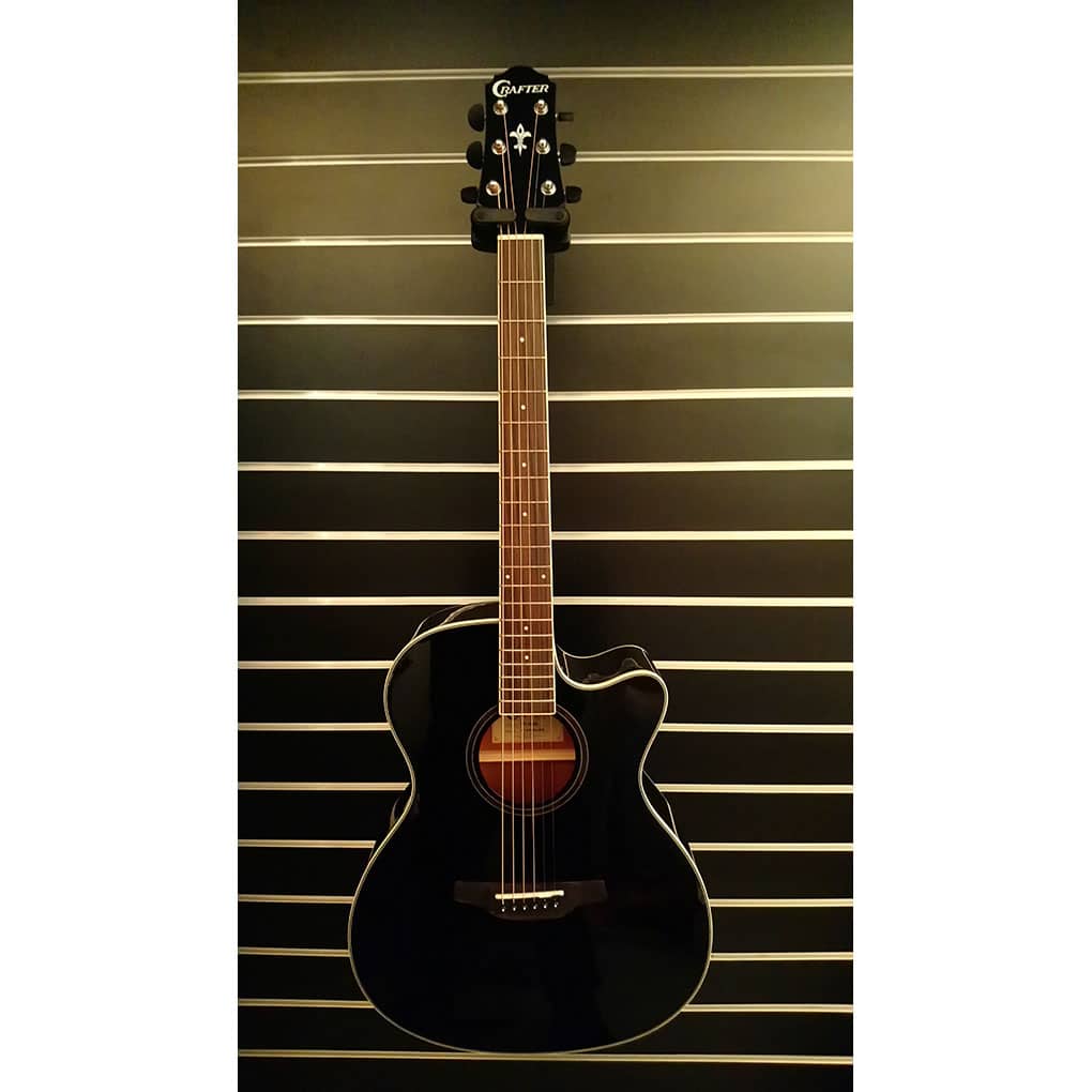Crafter HTE-250 BK Electro Acoustic Guitar – Orchestra Body – Black 2