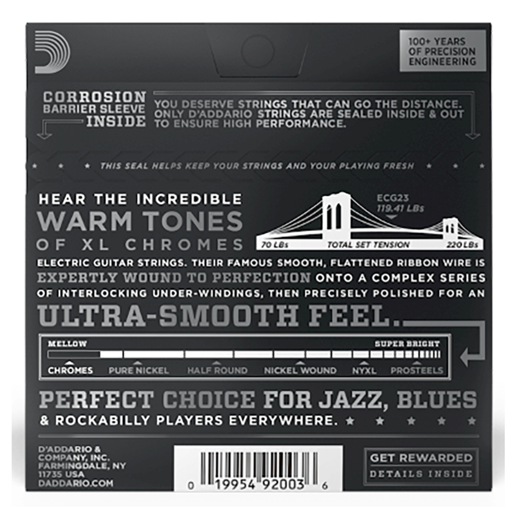 Electric Guitar Strings – D’Addario ECG23 – XL Chromes – Flatwound – Extra Light – 10-48 4