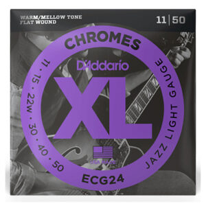 Electric Guitar Strings - D'Addario ECG24 - XL Chromes - Flatwound - Jazz Light - 11-50