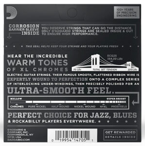 Electric Guitar Strings – D’Addario ECG25 – XL Chromes – Flatwound – Light – 12-52 4