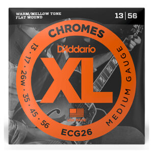 Electric Guitar Strings - D'Addario ECG26 - XL Chromes - Flatwound - Medium - 13-56