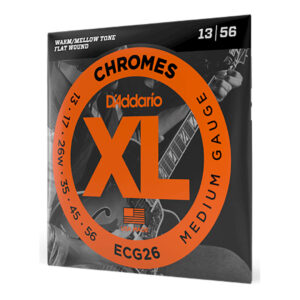 Electric Guitar Strings – D’Addario ECG26 – XL Chromes – Flatwound – Medium – 13-56 2