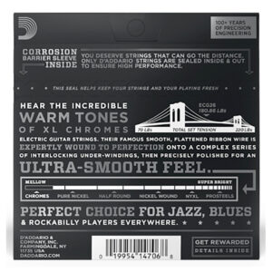 Electric Guitar Strings – D’Addario ECG26 – XL Chromes – Flatwound – Medium – 13-56 3