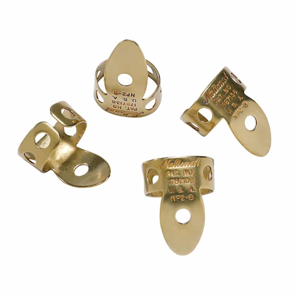 D’Addario National – Brass Finger Picks – 4 Pack – NP2B-04 1