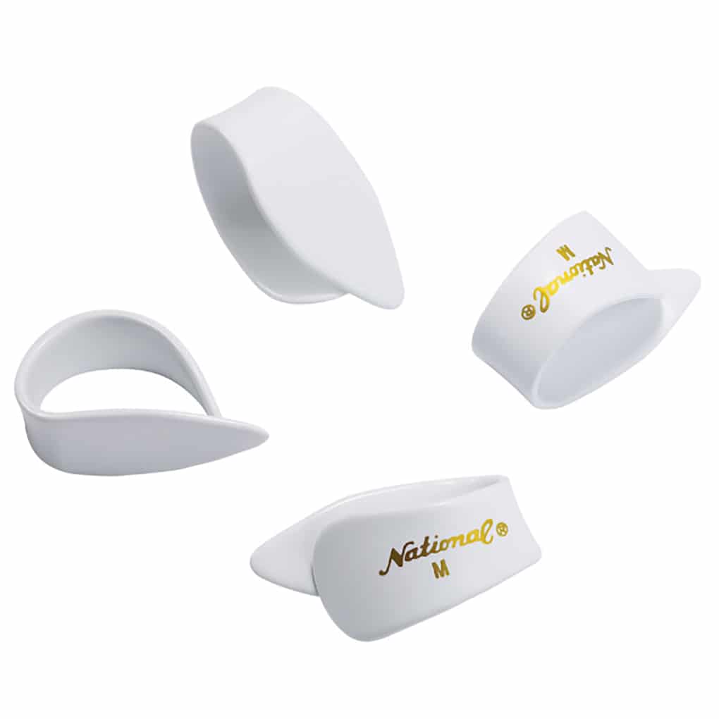 D’Addario National – Celluloid Thumb Picks – Medium – White – 4 Pack – NP7W-04 1