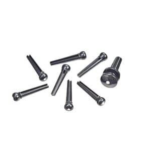 D'Addario - Planet Waves - Molded Bridge Pins with End Pin - Set of 7 - Black with Ivory Dot - PWPS10