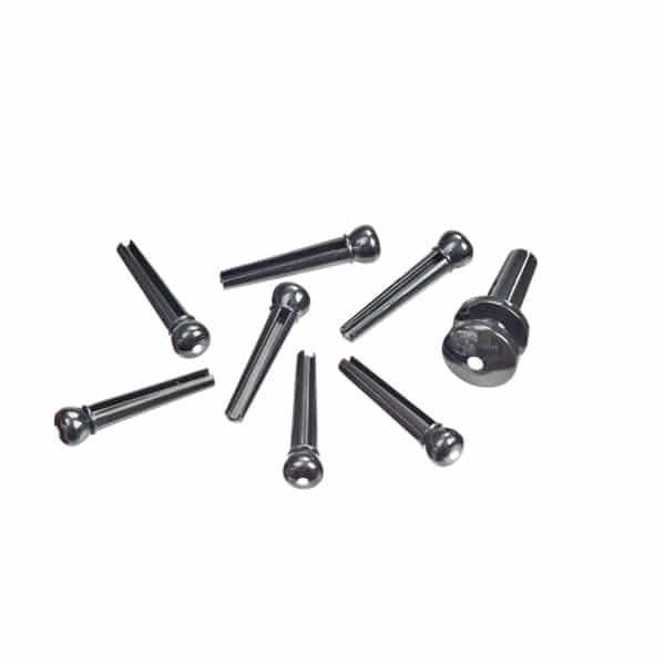 D’Addario – Planet Waves – Molded Bridge Pins with End Pin – Set of 7 – Black with Ivory Dot – PWPS10 1