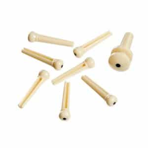 D'Addario - Planet Waves - Molded Bridge Pins with End Pin - Set of 7 - Ivory with Black Dot - PWPS12