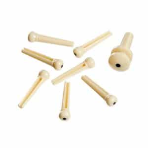 D’Addario – Planet Waves – Molded Bridge Pins with End Pin – Set of 7 – Ivory with Black Dot – PWPS12 1