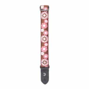 D’Addario – Woven Ukulele Strap – Brown & Pink Flowers – 15UKE02 2