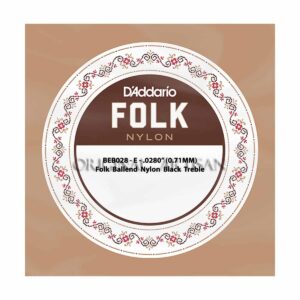 Folk Nylon Guitar Single String - D'Addario BEB028 - Nylon Black Treble - E - .028 (0.71mm) - Ball End