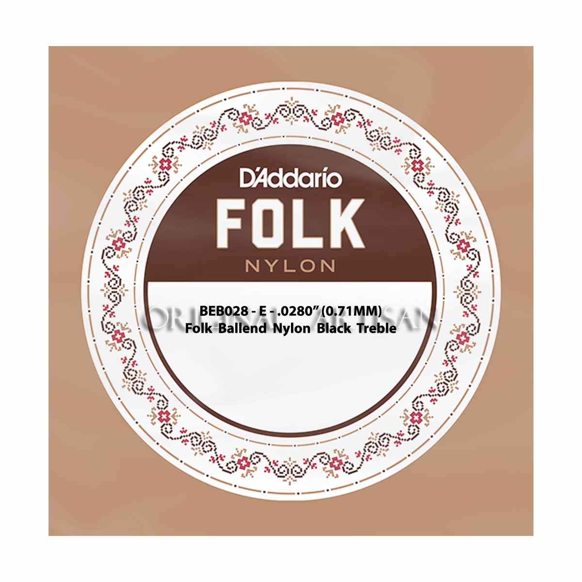 Folk Nylon Guitar Single String – D’Addario BEB028 – Nylon Black Treble – E – .028 (0