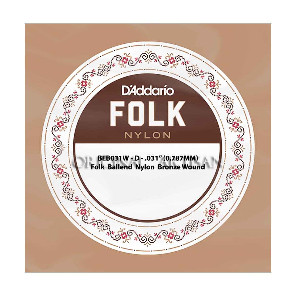 Folk Nylon Guitar Single String – D’Addario BEB031W – Nylon Bronze Wound – D – .031 (0