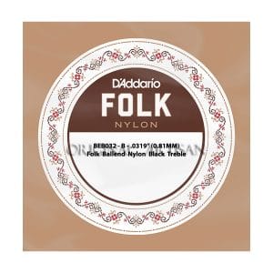 Folk Nylon Guitar Single String - D'Addario BEB032 - Nylon Black Treble - B - .032 (0.81mm) - Ball End