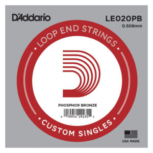 Banjo - Mandolin - Guitar - Single String - D'Addario LE020PB - Phosphor Bronze - Loop End - .020