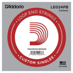 Banjo - Mandolin - Guitar - Single String - D'Addario LE024PB - Phosphor Bronze - Loop End - .024