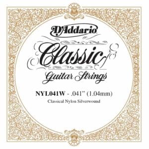 Classical Guitar Single String - D'Addario NYL041W - Pro Arte Classical Nylon Silver Wound - .041 (1.04mm)