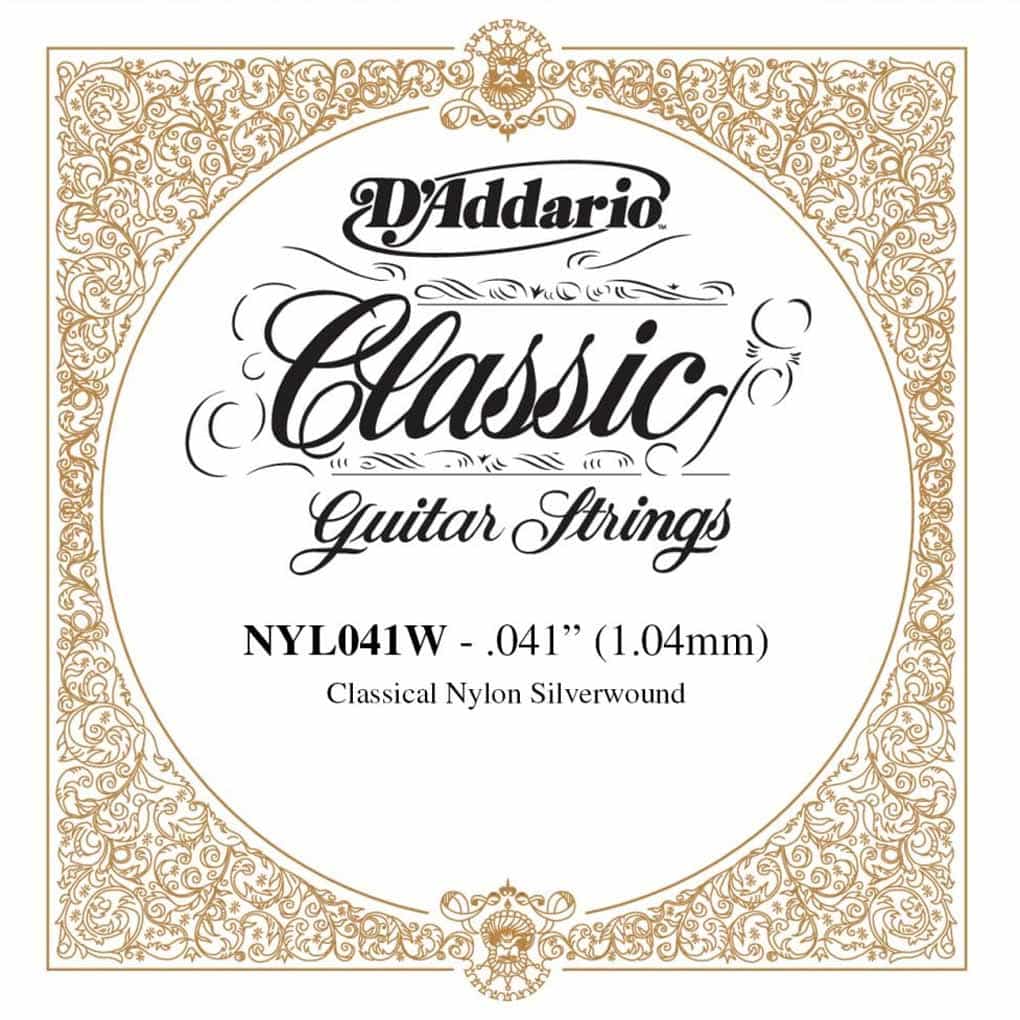 Classical Guitar Single String – D’Addario NYL041W – Pro Arte Classical Nylon Silver Wound – .041 (1