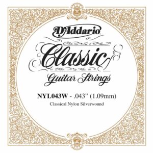 Classical Guitar Single String - D'Addario NYL043W - Pro Arte Classical Nylon Silver Wound - .043 (1.09mm)