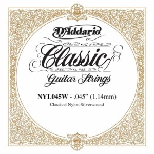 Classical Guitar Single String - D'Addario NYL045W - Pro Arte Classical Nylon Silver Wound - .045 (1.14mm)
