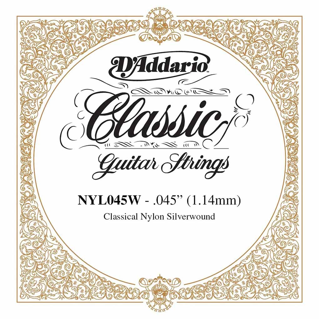 Classical Guitar Single String – D’Addario NYL045W – Pro Arte Classical Nylon Silver Wound – .045 (1