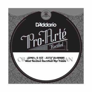 Classical Guitar Single String – D’Addario J2901 – Pro Arte Rectified Clear Nylon Treble – Moderate Tension – E-1st – .0272 (0