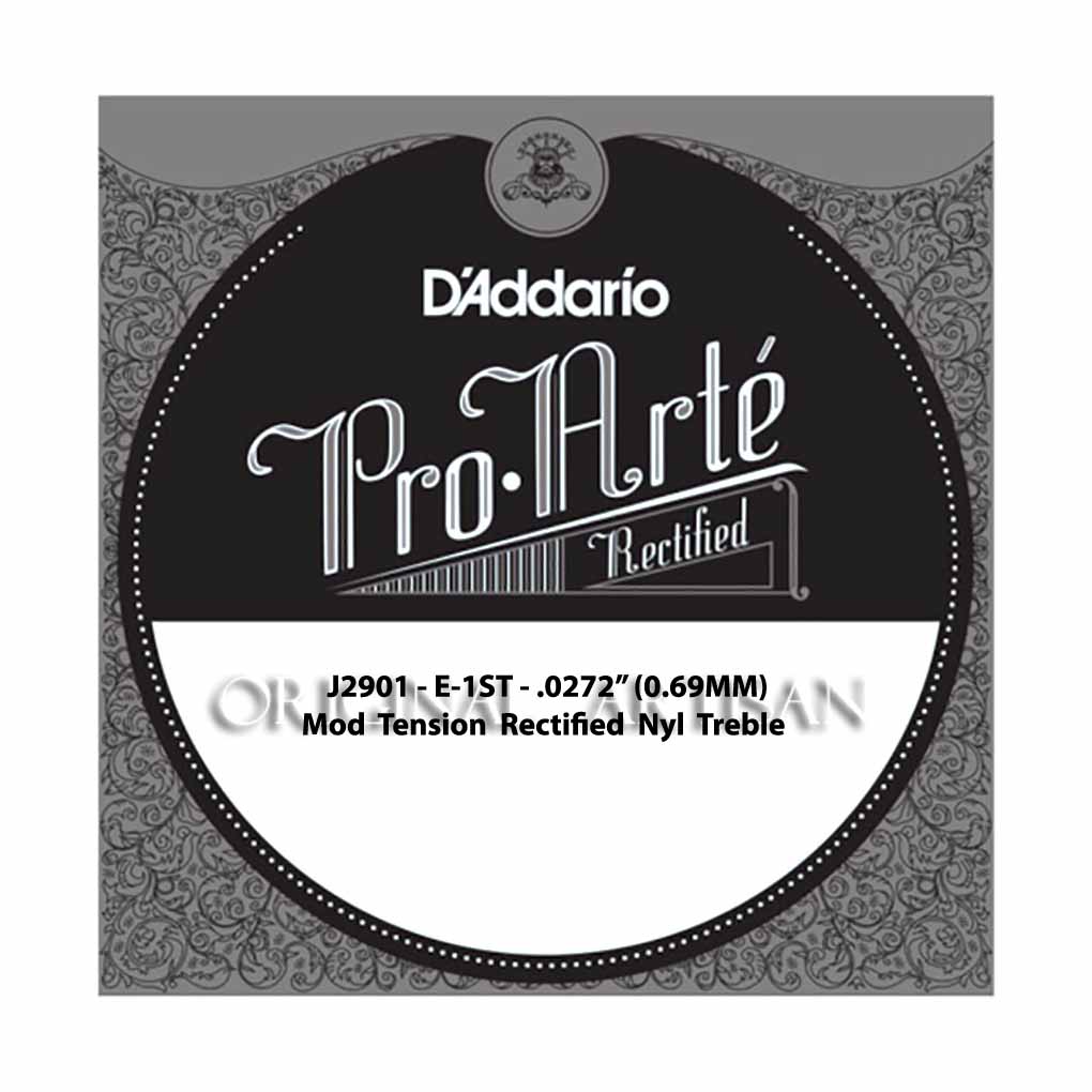 Classical Guitar Single String – D’Addario J2901 – Pro Arte Rectified Clear Nylon Treble – Moderate Tension – E-1st – .0272 (0