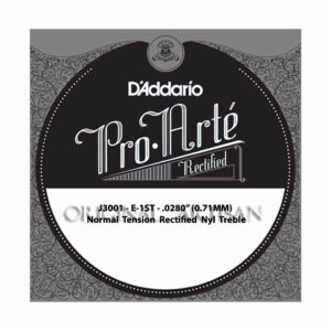 Classical Guitar Single String – D’Addario J3001 – Pro Arte Rectified Clear Nylon Treble – Normal Tension – E-1st – .0280 (0