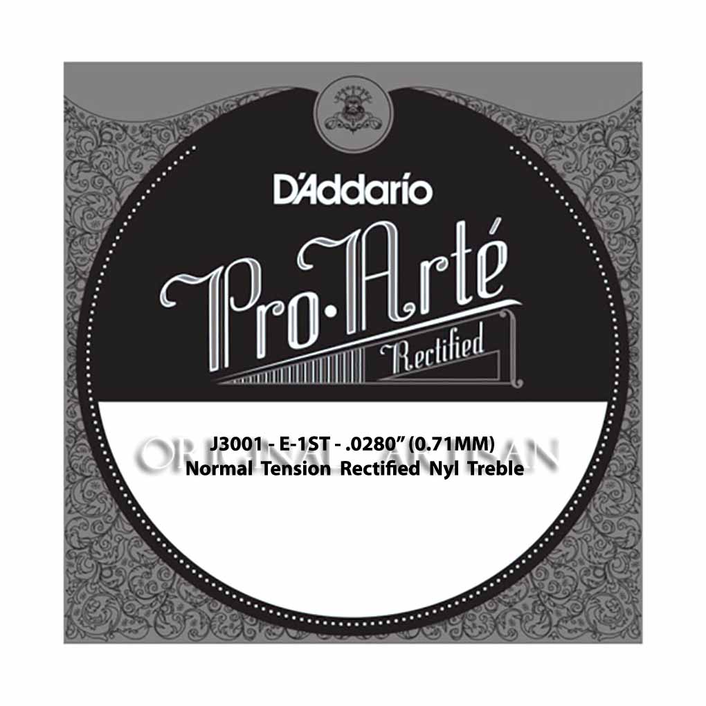 Classical Guitar Single String – D’Addario J3001 – Pro Arte Rectified Clear Nylon Treble – Normal Tension – E-1st – .0280 (0