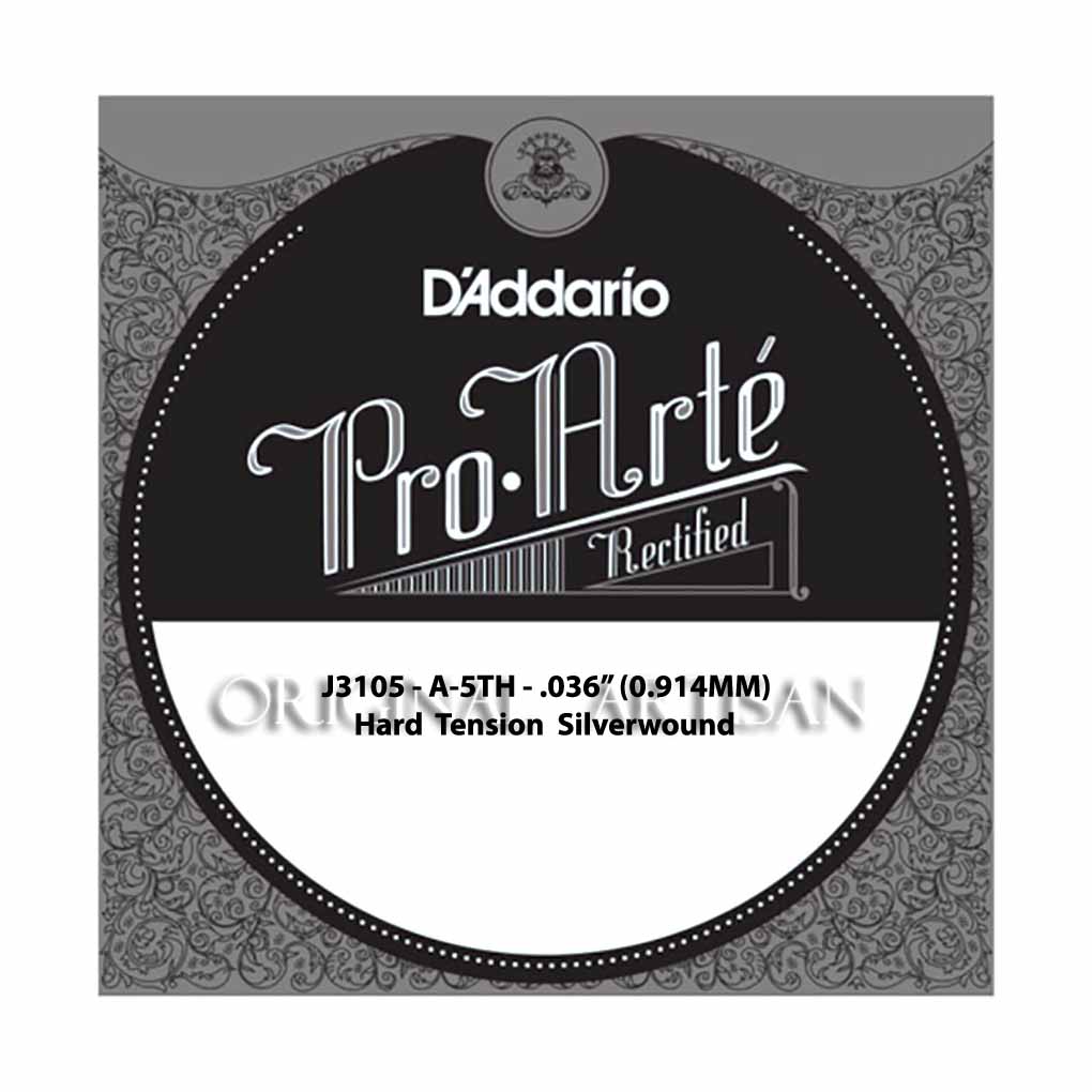 Classical Guitar Single String – D’Addario J3105 – Pro Arte Silver Wound – Hard Tension – A-5th – .036 (0
