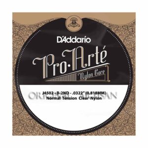 Classical Guitar Single String - D'Addario J4502 - Pro-Arte Clear Nylon - Normal Tension - B-2nd - .0322 (0.818mm)