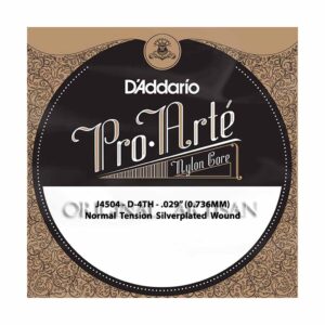 Classical Guitar Single String - D'Addario J4504 - Pro-Arte Nylon Core Silverplated Wound - Normal Tension - D-4th - .029 (0.736mm)