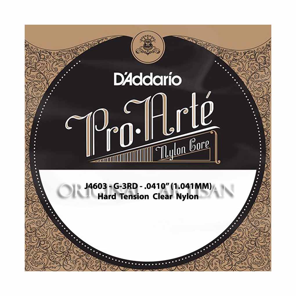 Classical Guitar Single String – D’Addario J4603 – Pro Arte Clear Nylon – Hard Tension – G-3rd – .0410 (1