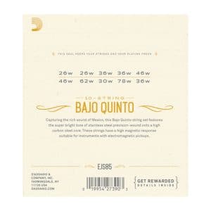 Bajo Quinto Strings – D’Addario EJS85 – 10 Strings – Stainless Steel – Loop End 2