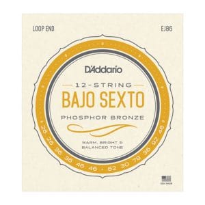 Bajo Sexto Strings - D'Addario EJ86 - 12 Strings - Phosphor Bronze - Loop End