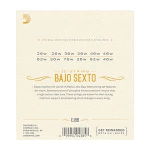 Bajo Sexto Strings – D’Addario EJ86 – 12 Strings – Phosphor Bronze – Loop End 2