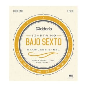 Bajo Sexto Strings – D’Addario EJS86 – 12 Strings – Stainless Steel – Loop End 1