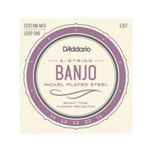 Banjo Strings - D'Addario EJ57 - 5-String - Nickel Plated Steel - Custom Medium - 11-22 - Loop End