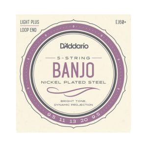 Banjo Strings – D’Addario EJ60+ – 5 String Banjo – Nickel Plated Steel – Light Plus – 9