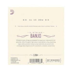 Banjo Strings – D’Addario EJ60+ – 5 String Banjo – Nickel Plated Steel – Light Plus – 9