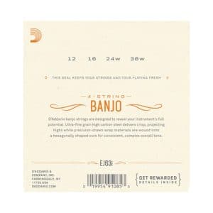 Irish Tenor Banjo Strings – D’Addario EJ63i – Nickel Plated Steel – 12-36 – Loop End 3