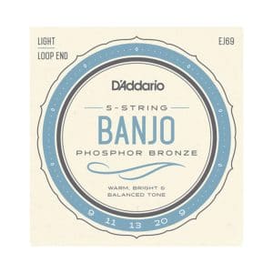 Banjo Strings – D’Addario EJ69 – 5 String Banjo – Phosphor Bronze – Light – 9-20 – Loop End 1