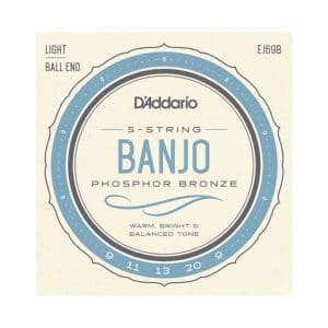 Banjo Strings – D’Addario EJ69B – 5 String Banjo – Phosphor Bronze – Light – 9-20 – Ball End 1
