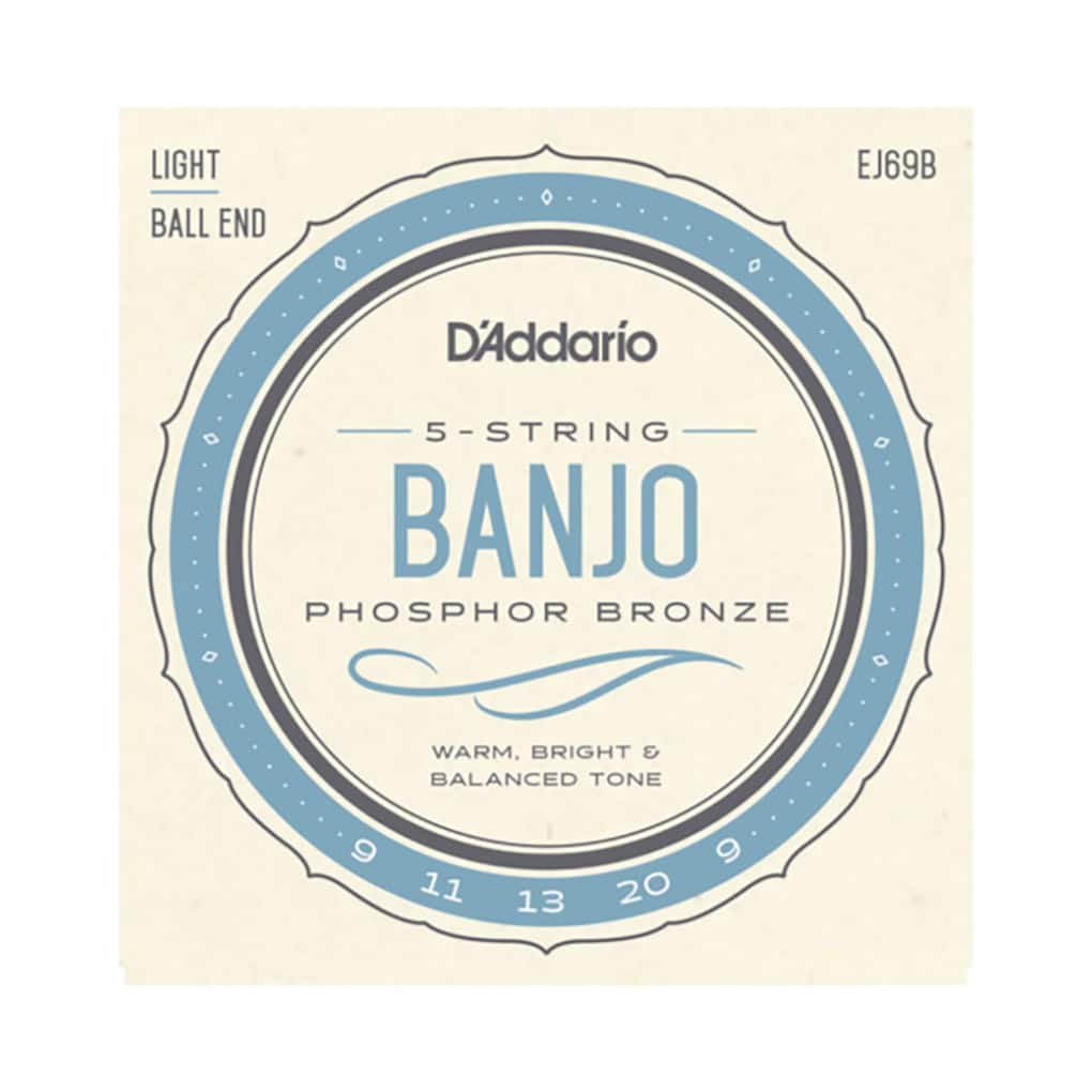 Banjo Strings – D’Addario EJ69B – 5 String Banjo – Phosphor Bronze – Light – 9-20 – Ball End 1