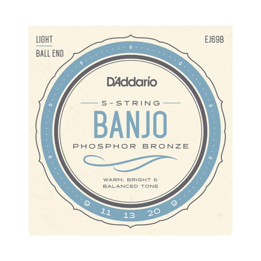 Banjo Strings – D’Addario EJ69B – 5 String Banjo – Phosphor Bronze – Light – 9-20 – Ball End 1