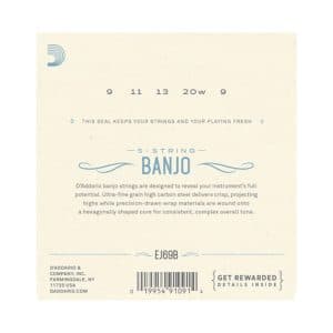 Banjo Strings – D’Addario EJ69B – 5 String Banjo – Phosphor Bronze – Light – 9-20 – Ball End 3