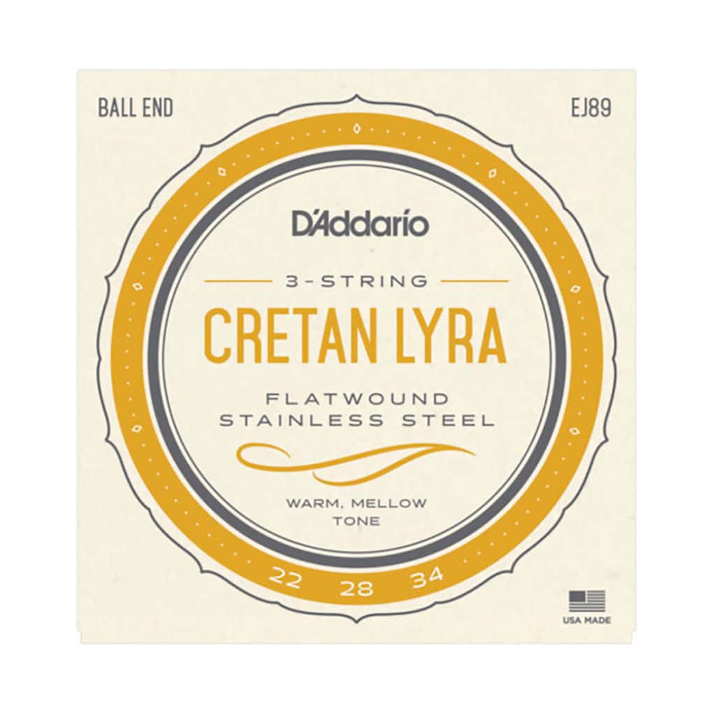 Cretan Lyra Strings – D’Addario EJ89 – Flatwound Stainless Steel – Ball End – GDA Tuning 1